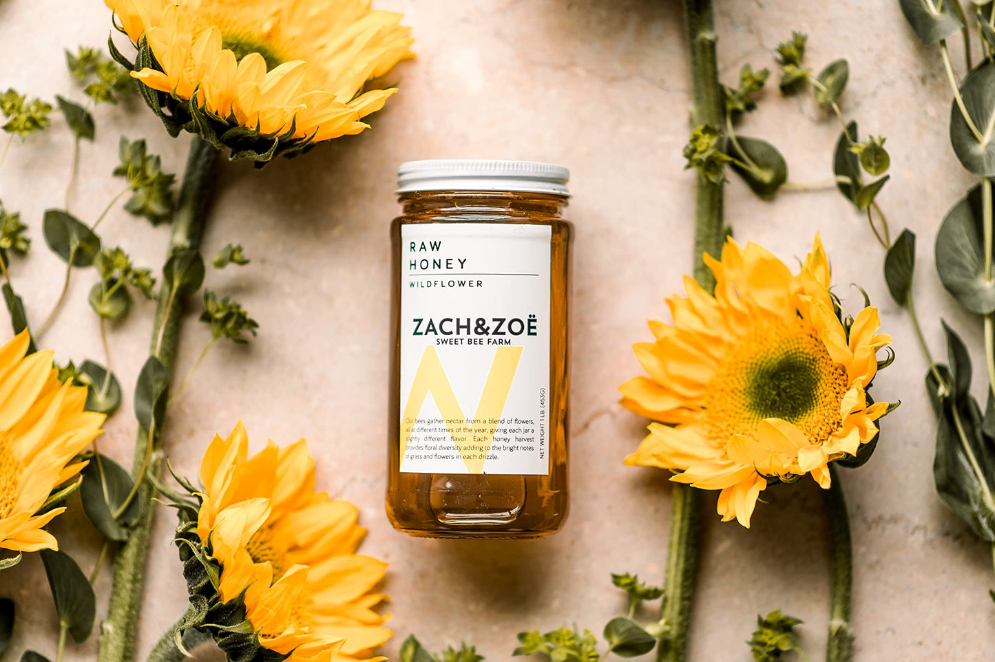 Unfiltered Raw Honey by Zach & Zoe Sweet Bee Farm – Pure Farm Raised Honey Packed with Powerful Anti-oxidants, Amino Acids, Enzymes, and Vitamins! (Wildflower - 16oz)