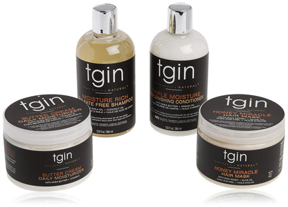 tgin Moist Collection for Natural, Dry, Curly Hair - Type 3c and 4c Hair - Gift Set - Paraben & Sulfate Free