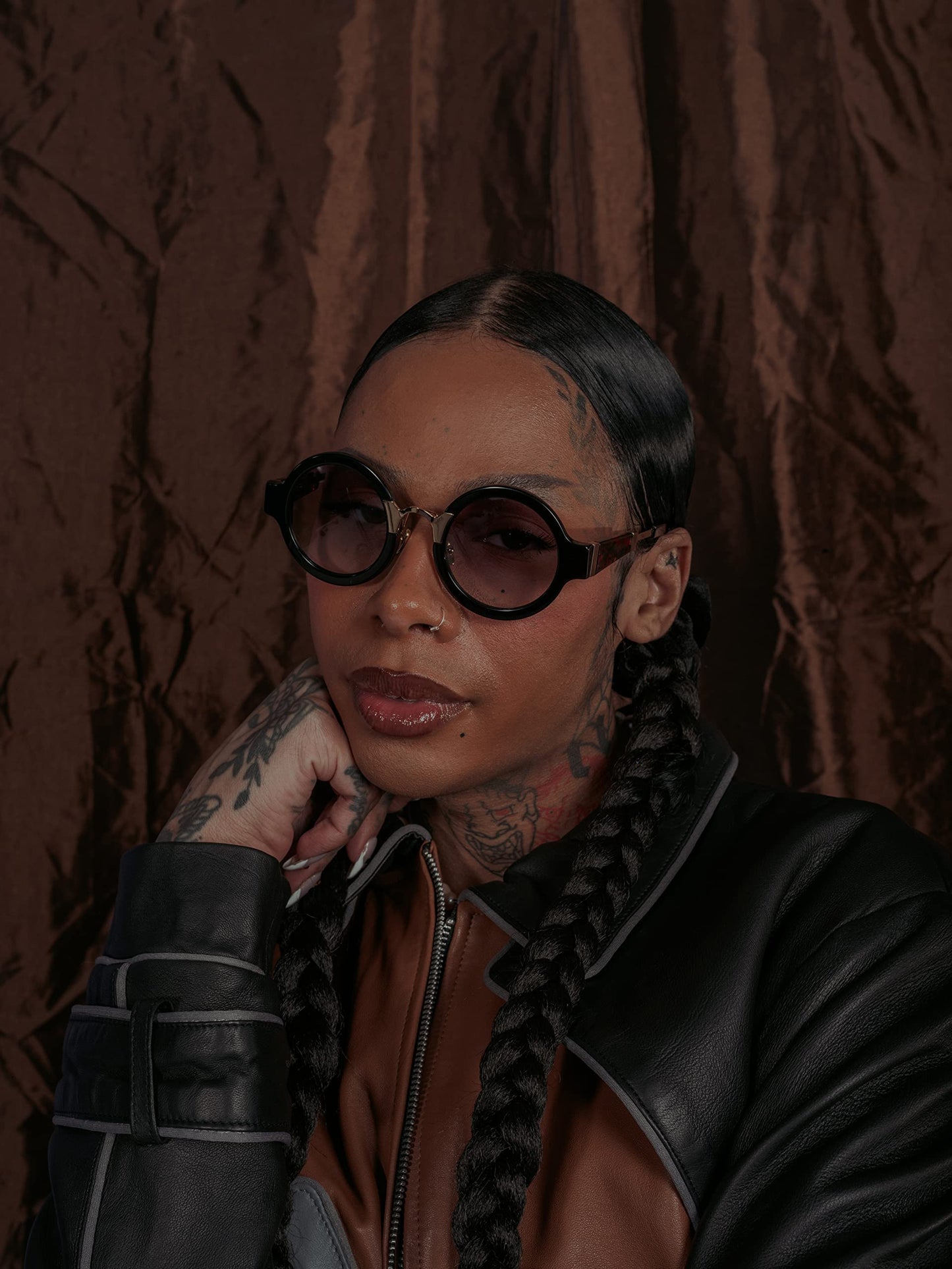 Coco and Breezy Pram Round Sunglasses, 203/Black/Tortoise/Gold, 48mm, 23mm, 145mm