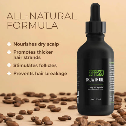 Edge Entity Espresso Hair Growth Oil 2oz – Blend of Castor Oil and Avocado Oil Infused with Coffee Beans, Amla and Ashwagandha for Thicker, Nourished Hair - Ideal for Kinky, Coily and Damaged Hair