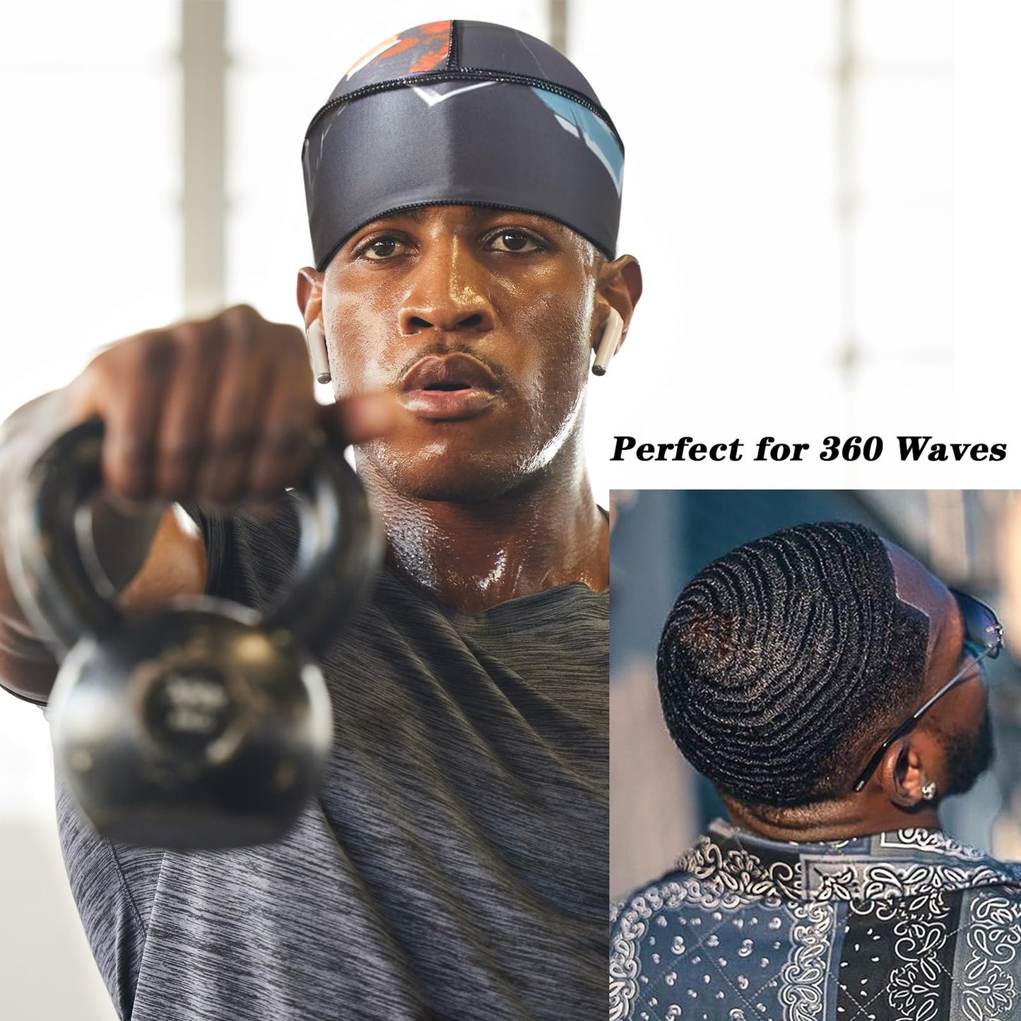 YARWAYER Silk Durags for Men Women, Printed Do Rag with Long Tail Durag Hip Hop Turban Breathable Bandana Hat Satin 360 waves Durag Do Doo Du Rag Headwrap