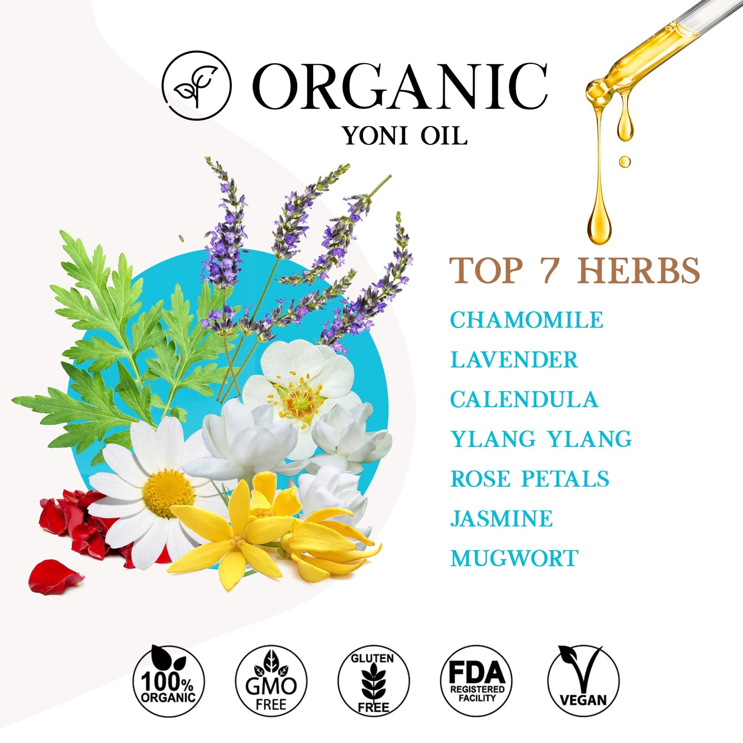 USA Made Yoni Oil, Mint Fresh Feminine Care Oil, Reduces Odor, Restores pH Balance, All Natural, Herbal Yoni Blend with Tea Tree Oil, Mint, Lemongrass, Jasmine & Chamomile Oils, 1.1 oz