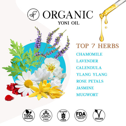 USA Made Yoni Oil, Mint Fresh Feminine Care Oil, Reduces Odor, Restores pH Balance, All Natural, Herbal Yoni Blend with Tea Tree Oil, Mint, Lemongrass, Jasmine & Chamomile Oils, 1.1 oz