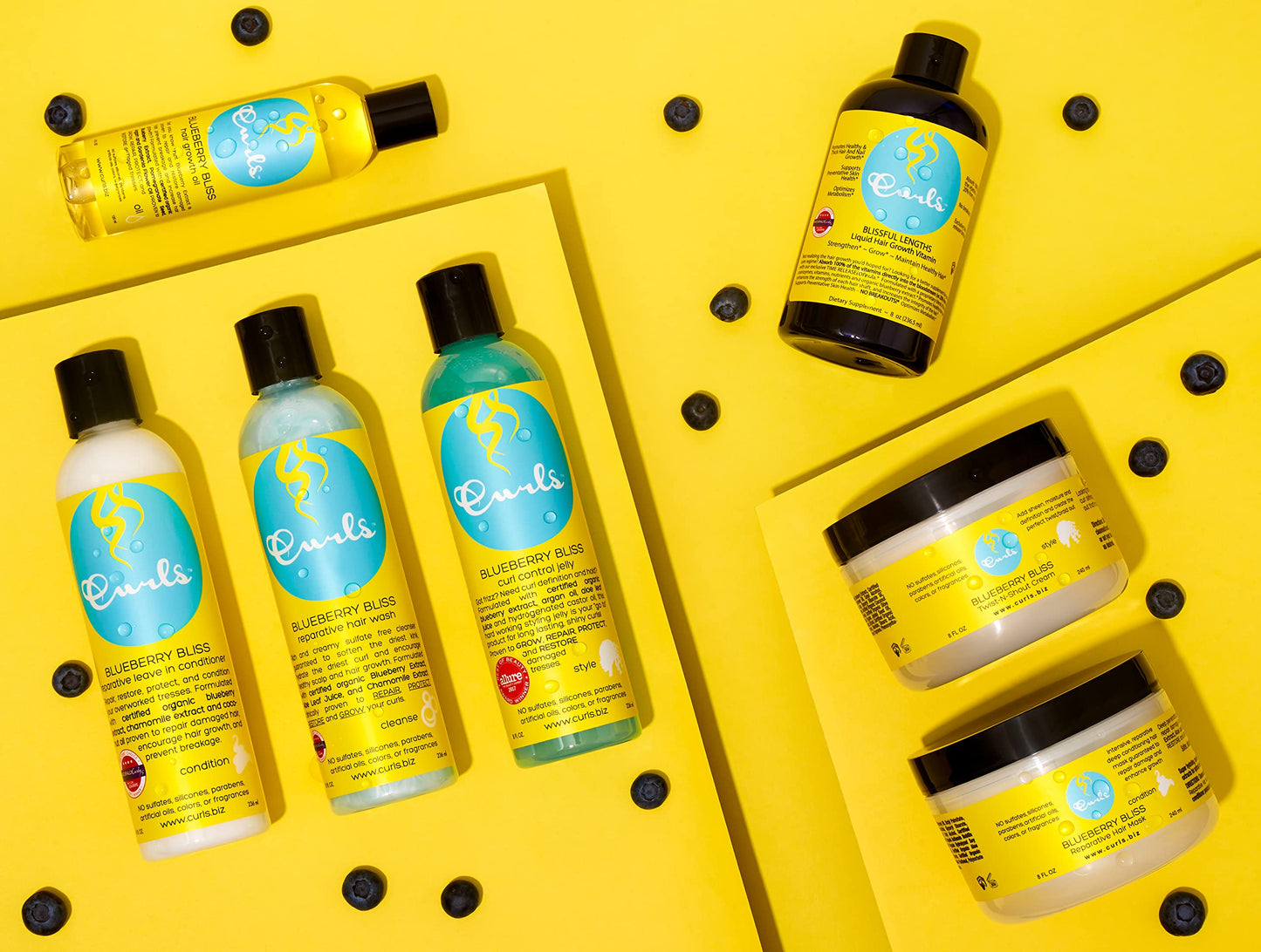 Curls Blueberry Bliss Reparative Leave In Conditioner - 8 oz, Helps Repair Damage and Prevent Breakage, Conditioner for Curly Hair, Wavy, and Coily Hair Types