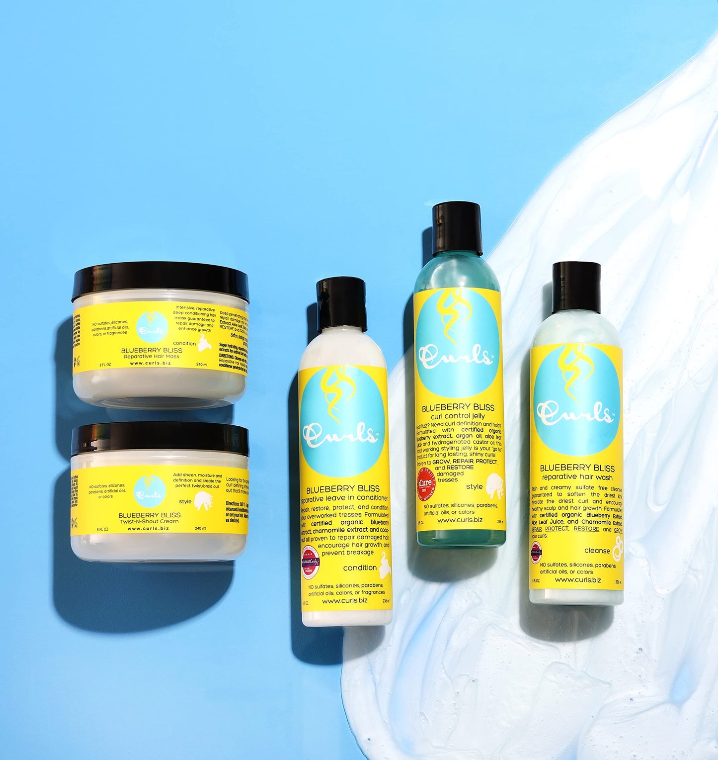 Curls Blueberry Bliss Control Jelly - 8 oz, Define & Defrizz, Wash and Go's, Twist Outs & Braid Outs, for Wavy, Curly, and Coily Hair Types