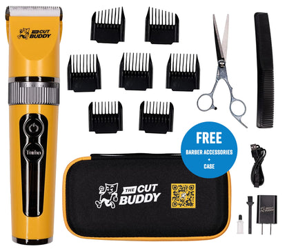 The Cut Buddy Clipper & Grooming Set for Men, Cordless Hair & Beard Trimmer, Quiet, Titanium Plated, Waterproof, Won’t Get Hot, Blades Stay Sharp