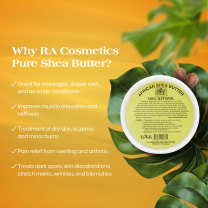 RA COSMETICS 100% Pure Shea Butter, Ivory - 16oz | 100% Pure and Natural Body Butter for Radiant Skin | Ultra-rich Moisturizer for Dry Skin, Stretch Marks, Wrinkles and Blemishes - Sourced from Ghana