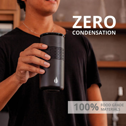 Elemental Artisan Insulated Tumbler, Triple Wall Coffee Travel Mug, Reusable Stainless Steel Coffee Tumbler with Ceramic Lid, Thermal Coffee Cups for Hot (6 Hrs) & Cold (18 Hrs), 16oz - Matte Black