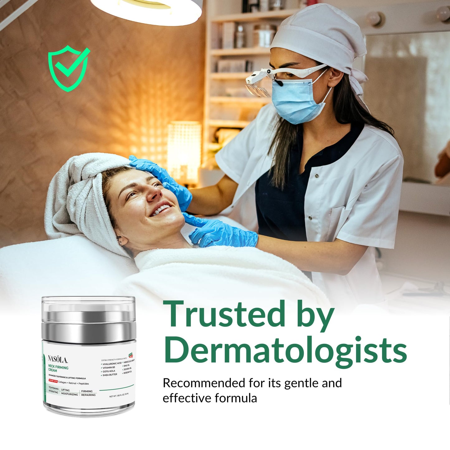 Nasola Neck Firming Cream with Retinol Collagen & Hyaluronic Acid Lifting - Turkey, Saggy Neck Tightener, Skin Tightening Cream, Anti Aging Moisturizer for Décolleté, 1.85 Fl Oz