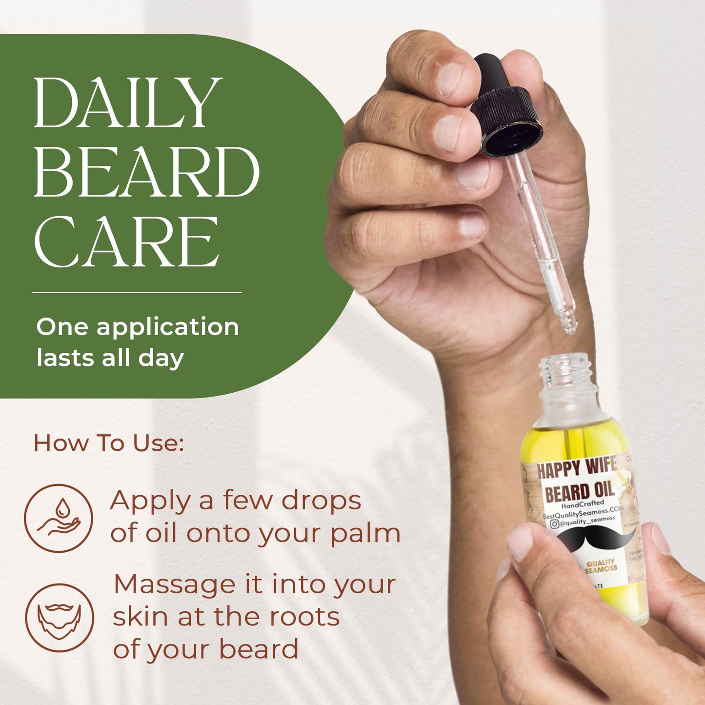 Happy Wife Beard Oil, Minty Tingle Beard Oil for Men, Beard Softener w/Sandalwood, Argan, Jojoba, Mint, Tea Tree Oil, Cucumber & Claryl Sage, Beard Care for Moisturized Skin, 1 oz - Conditioner