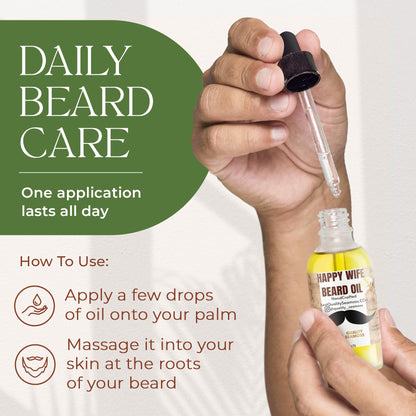 Happy Wife Beard Oil, Minty Tingle Beard Oil for Men, Beard Softener w/Sandalwood, Argan, Jojoba, Mint, Tea Tree Oil, Cucumber & Claryl Sage, Beard Care for Moisturized Skin, 1 oz - Conditioner