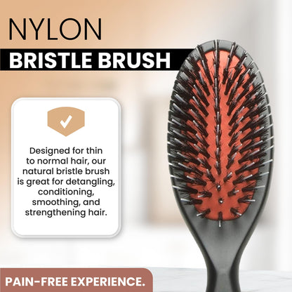 Since 1869 Hand Made In Germany - Nylon Boar Bristle Brush Suitable For Normal to Thick Hair Gently Detangles, No Pulling or Split Ends - Softens Improves Hair Texture, Stimulates (Extra Small)