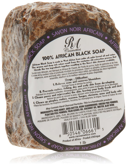 RA COSMETICS 100% Natural African Black Soap Bar 1lb