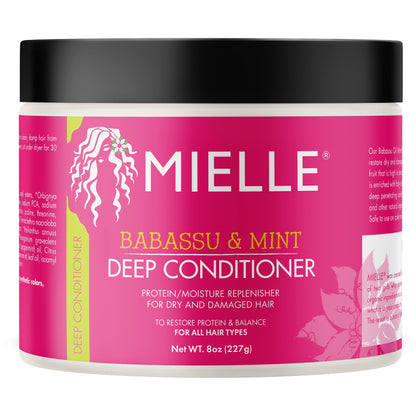 Mielle Organics Babassu & Mint Deep Conditioner with Protein, Moisturizing & Conditioning Deep Treatment, Hydrating Repair for Dry, Damaged, & Frizzy Hair, 8-Ounces