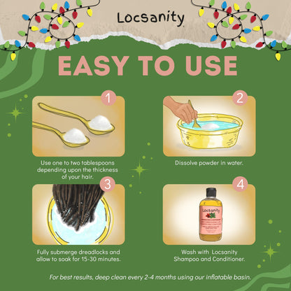 Locsanity Dreadlock Hair Scalp Detox - Deep Clean Dreadlock Powder, Cleansing Conditioner - Natural Hair Cleanser for Build Up - ACV Alternative, Loc Care and Maintenance Products