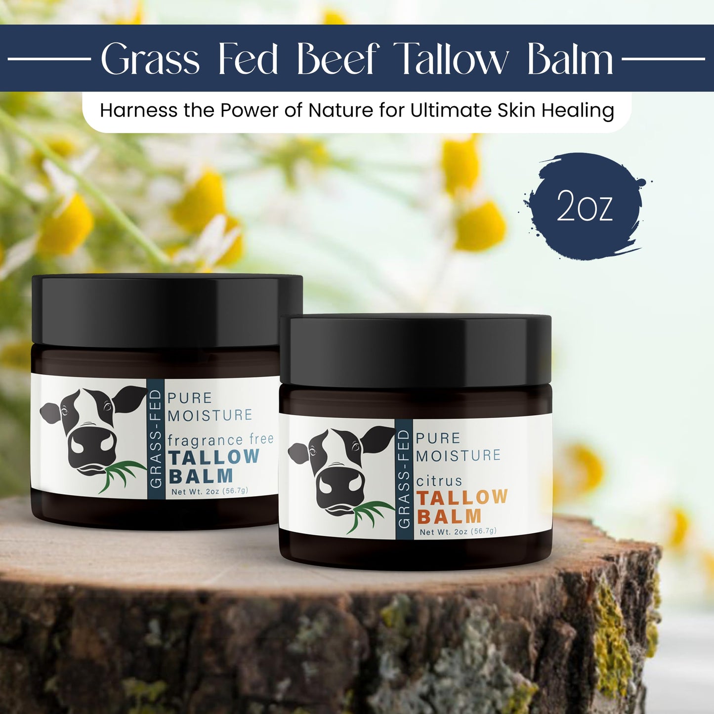 Grass Fed Beef Tallow for Skin - Tallow Face Moisturizer - Beef Tallow Balm for Face - Head to Toe Tallow Skin Care - Grass Fed Beef Tallow Moisturizer - Organic Beef Tallow for Face (Fragrance Free)