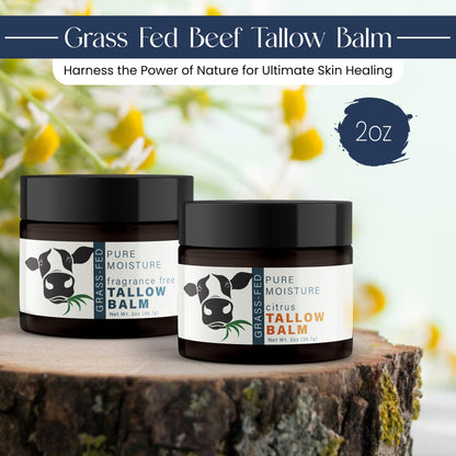 Grass Fed Beef Tallow for Skin - Tallow Face Moisturizer - Beef Tallow Balm for Face - Head to Toe Tallow Skin Care - Grass Fed Beef Tallow Moisturizer - Organic Beef Tallow for Face (Fragrance Free)
