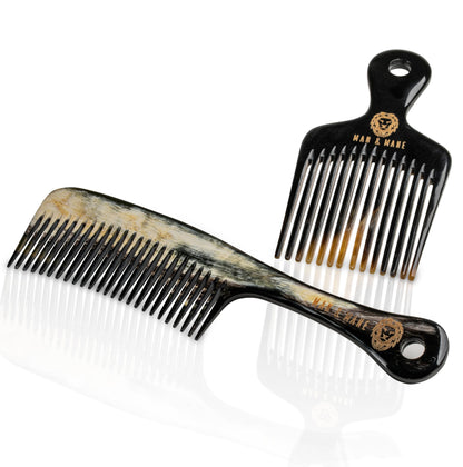 Premium Handmade 100% Oxhorn Anti-static Detangling Styling and Hair Pick Combs Combo Pack for Women & Men
