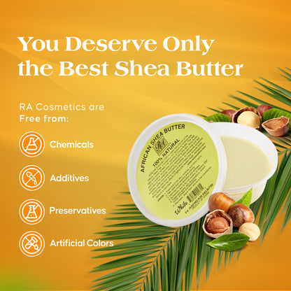 RA COSMETICS 100% Pure Shea Butter, Ivory - 16oz | 100% Pure and Natural Body Butter for Radiant Skin | Ultra-rich Moisturizer for Dry Skin, Stretch Marks, Wrinkles and Blemishes - Sourced from Ghana