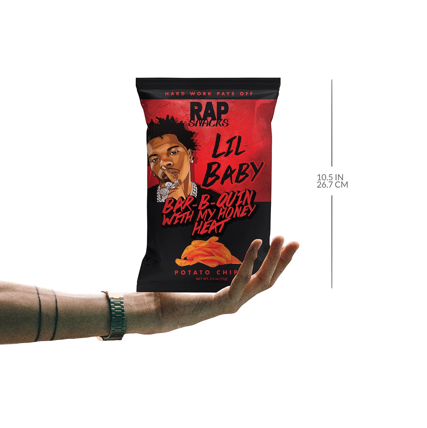 Rap Snacks Lil Baby Cheddar and Sour Cream, Bar-B-Quin' With My Honey Heat and All In Hot-Variety Pack of 6