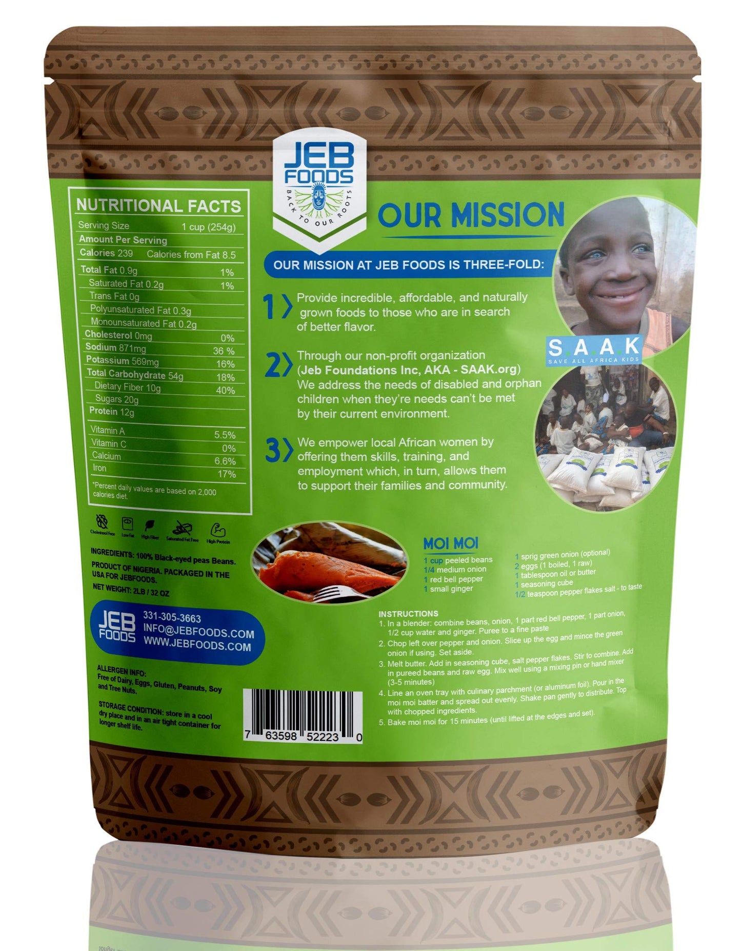 JEB FOODS Peeled Beans – Nigerian Akara & Moi Moi, gluten-free, non-GMO, Nut-free, 100% naturally grown.4lbs Bag