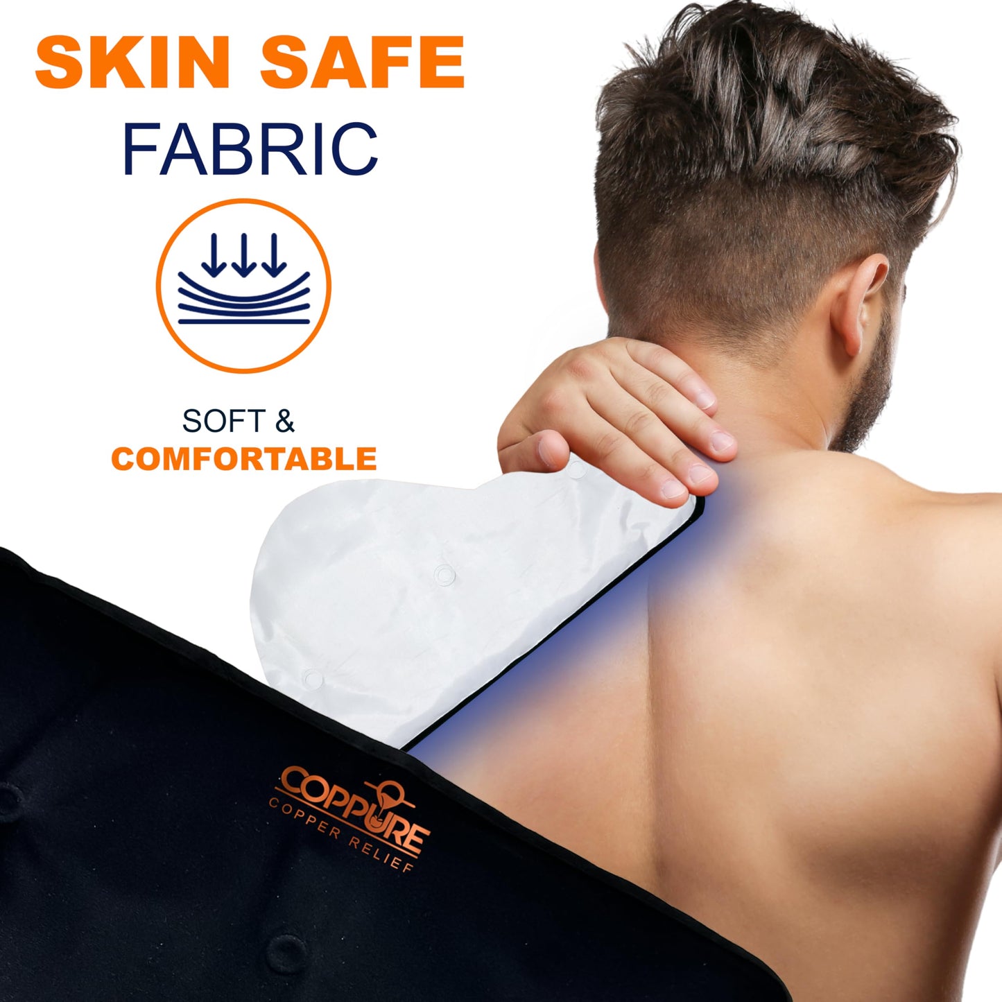 Coppure Copper Relief Large Gel Soft Flexible Medical Ice Packs for Injuries - Reusable Ice Pad Cold Pack for Back Pain, Migraine Relief Pad, Postpartum, Headache, Shoulder – 15” x 11” - 2 Pack