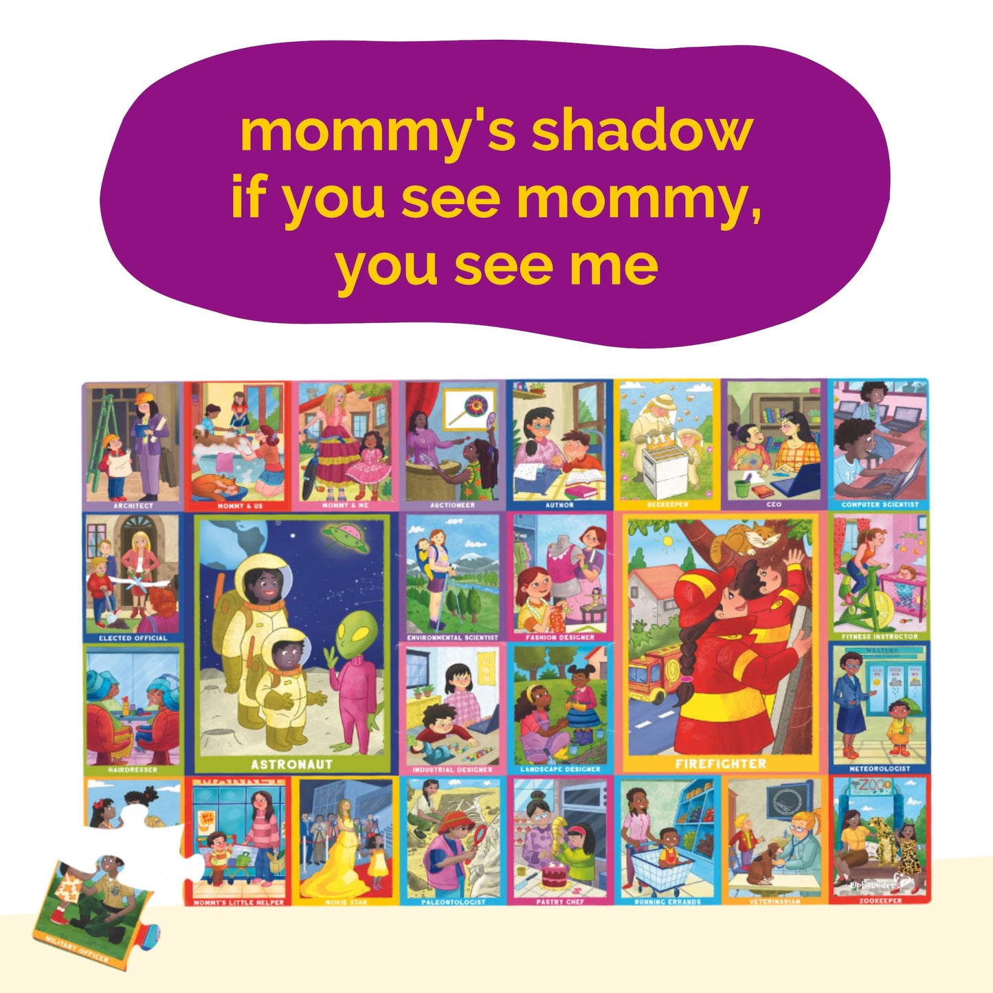 Upbounders Mommy's Shadow Inspiring Careers 72 Piece Puzzles for Kids Ages 5-9, Large Jigsaw Puzzle for Children Featuring Multicultural Women Leaders