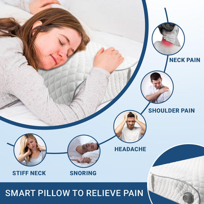 PillowCoach2 Smart Memory Foam Pillow with Bone Conduction Bluetooth Speaker, Heat Adjustment via Switch, and Two Cooling Effect Polyethylene Fiber Material Pillow Covers