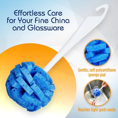 COMPAC HOME Dish Wand China Durable Foam Sponge Petals Brush and Clean Dishes, Pots, Bottles, & Glassware, 2 Count