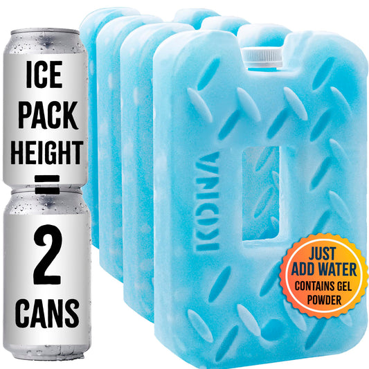 Kona Blue/Ice Ice Packs for Lunch Box - 2 lb Freezer Packs Compatible with Yeti Cooler Bags | Dry Ice Shock Pack, Long-Lasting Reusable Ice Packs for Lunch Bags (10" x 5.5" x 1.5" Pack of 4)