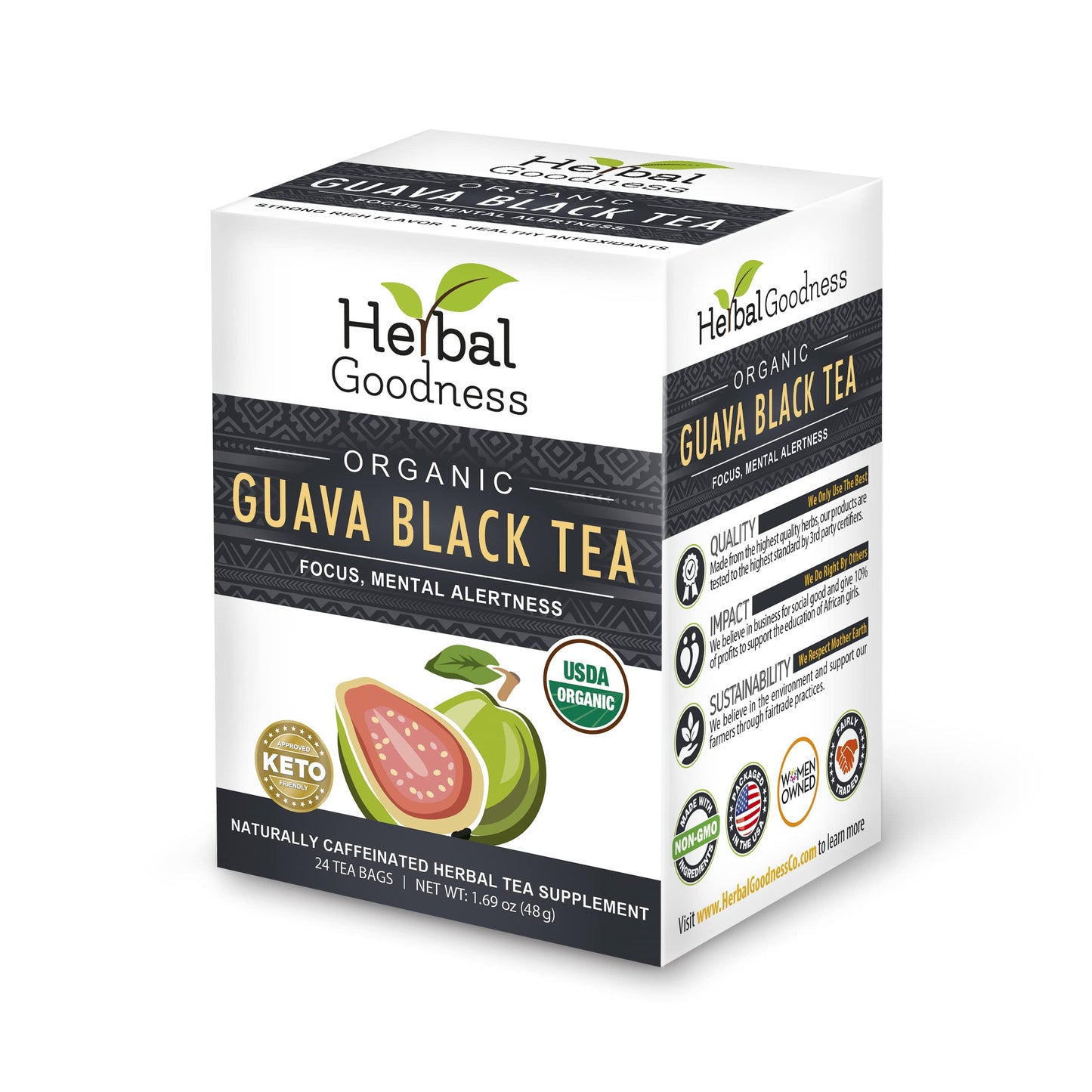 Guava Black Tea - Guava Leaves Herbal Tea For Health And Immune Boost|Hojas De Guayaba|Guava Leaf Tea Bags For Sleep, Oral Health, Tea For Skin Health And Immune Support Tea -24 Bags- Herbal Goodness