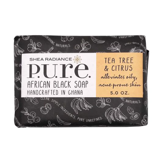 SHEA RADIANCE Tea Tree African Black Soap Bar, 5 OZ