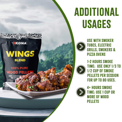 Kona Wings Blend Smoker Pellets, Intended for Ninja Woodfire Outdoor Grill, 2 lb Resealable Bag