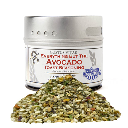 Everything But The Avocado Toast Seasoning | Authentic Gourmet Spice Mix & Artisanal Seasoning | All Natural, Non GMO | Small Batch, Hand Crafted | Made in USA | Ultra Premium, Sustainably Sourced | GLP-1 Friendly | Magnetic Tin | Gustus Vitae | #34