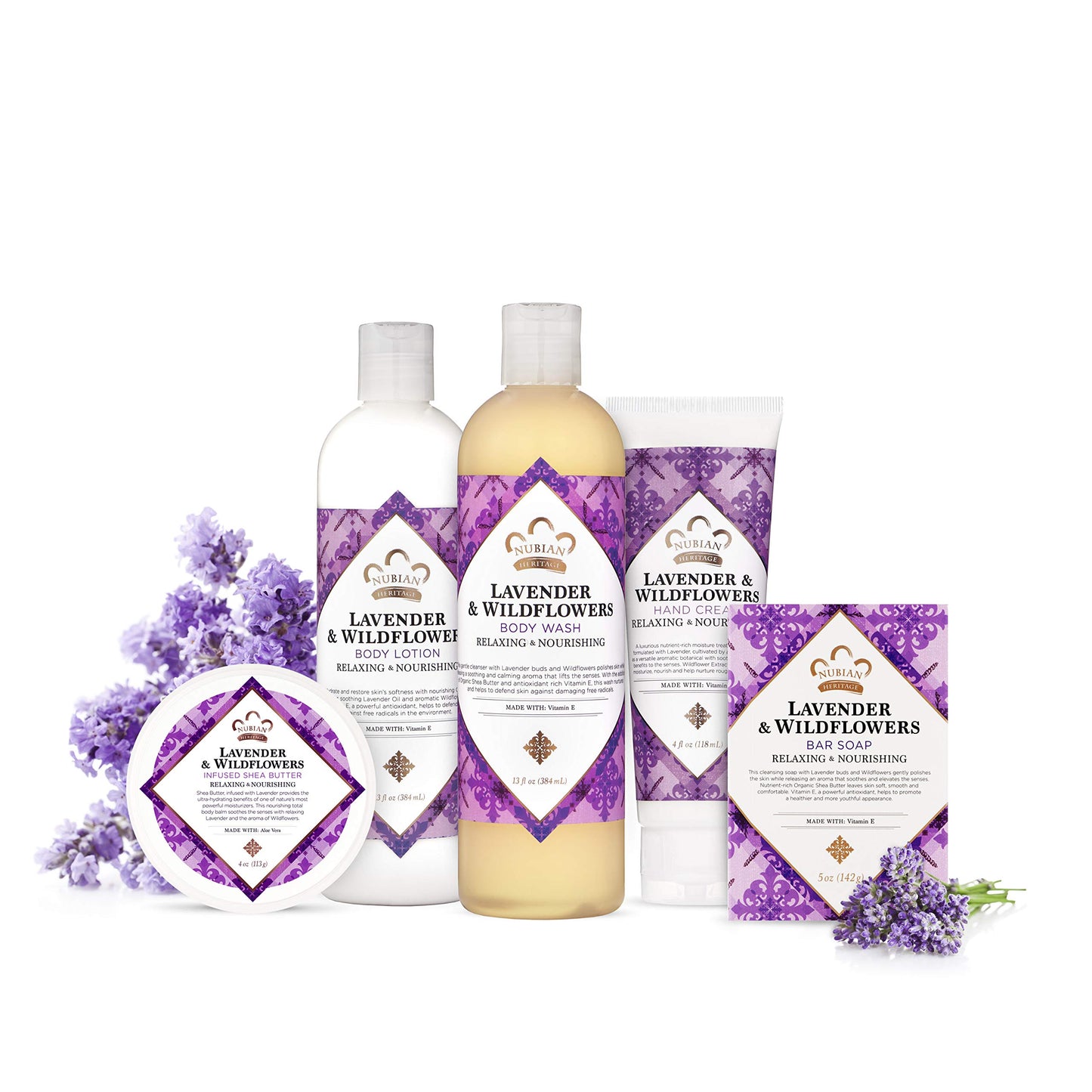 Nubian Heritage Liquid Hand Soap for Dry Hands Lavender and Wildflowers Cruelty-Free Skin Care 12.3 oz, 2090611