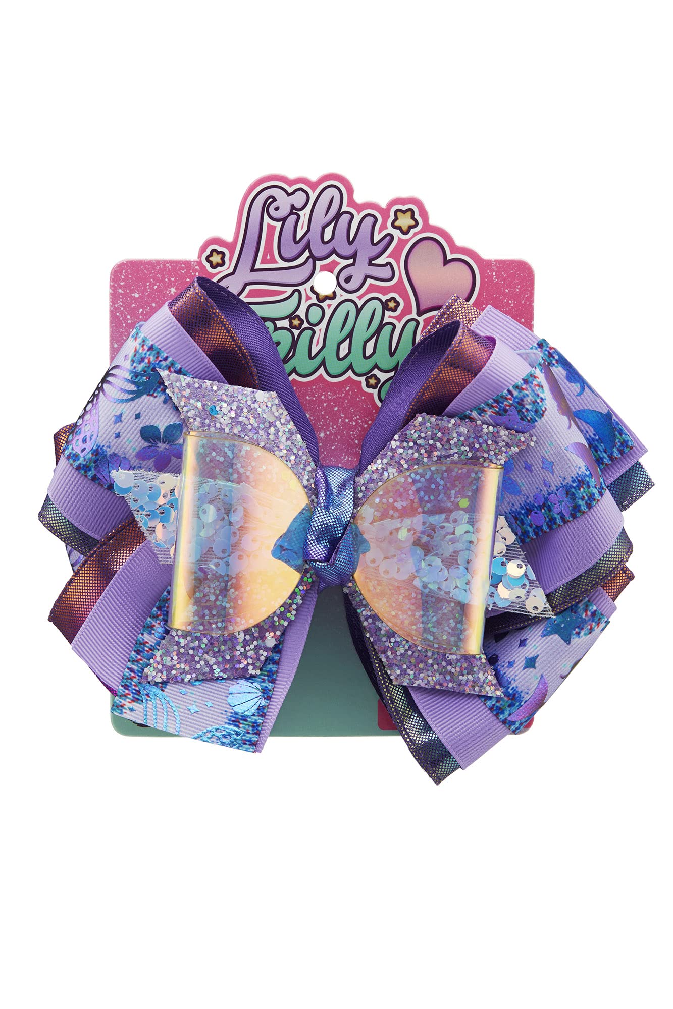 Lily Frilly Purple Glimmer Bow
