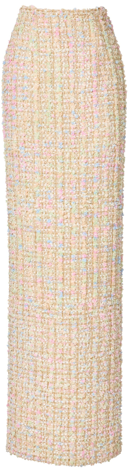 Sergio Hudson, Tweed Column Skirt, 12, Multicolor Pastel