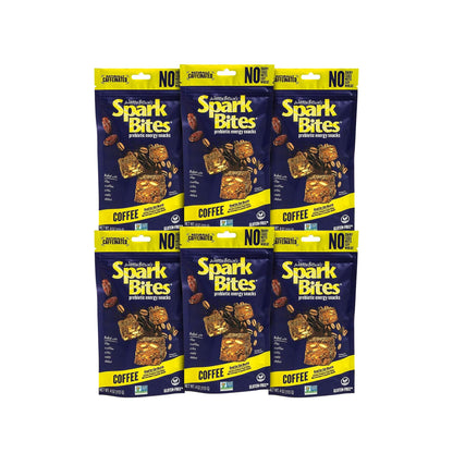 SPARK BITES - Coffee (Pack of 6) Allergen Free Vegan Healthy Energy Snack - A Steady Release of Wholesome Energy with NONE OF THE TOP 8 ALLERGENS - Vegan, Non-GMO, Gluten-Free