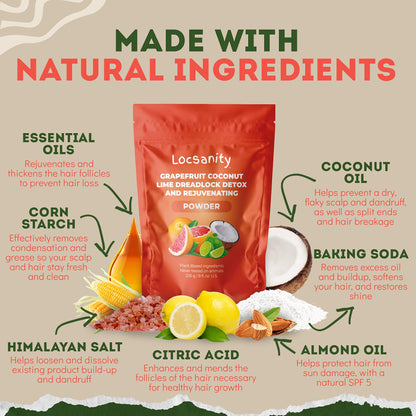 Locsanity Dreadlock Hair Scalp Detox - Deep Clean Dreadlock Powder, Cleansing Conditioner - Natural Hair Cleanser for Build Up - ACV Alternative, Loc Care and Maintenance Products