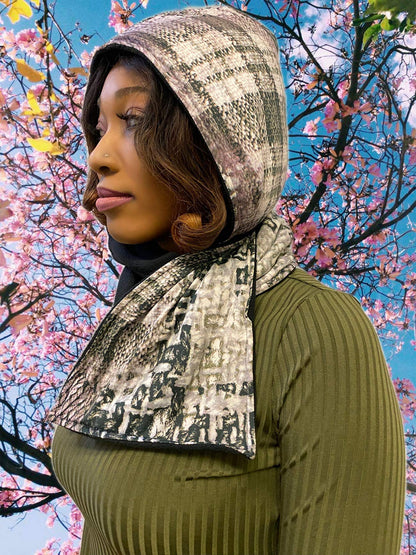 Reversible Hooded Scarf - Pink lion