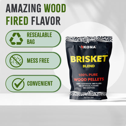 Kona Brisket Blend Smoker Pellets, Intended for Ninja Woodfire Outdoor Grill, 2 lb Resealable Bag