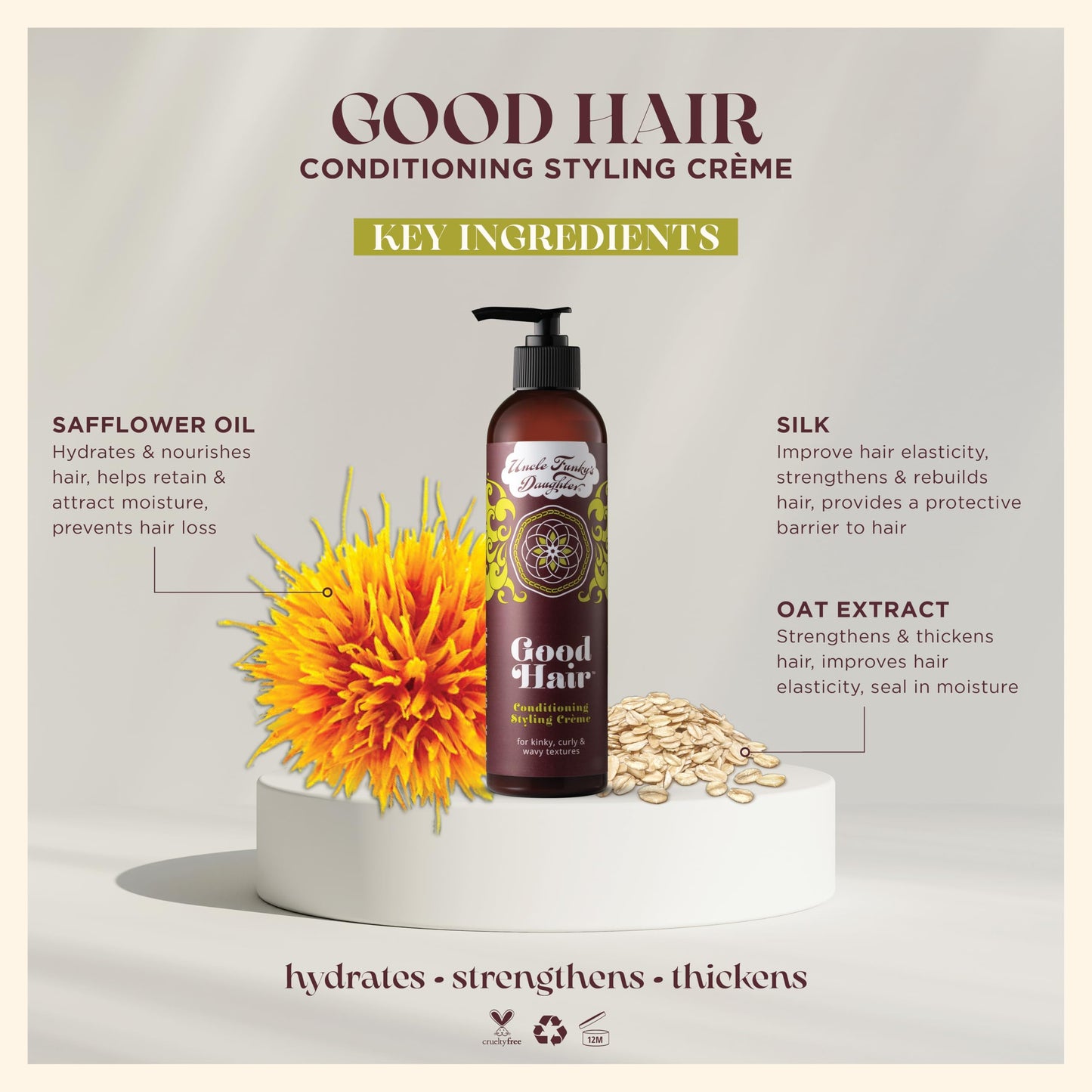 Uncle Funky's Daughter Good Hair Conditioning Styling Creme, 8 oz