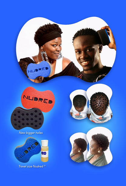 NuDred Super Starter Kit, 4 Bottles of Moisturize, Shampoo, Condition and Rejuvenate I.T. Bottles and the Original Blue Hair Sponge, Small Holes