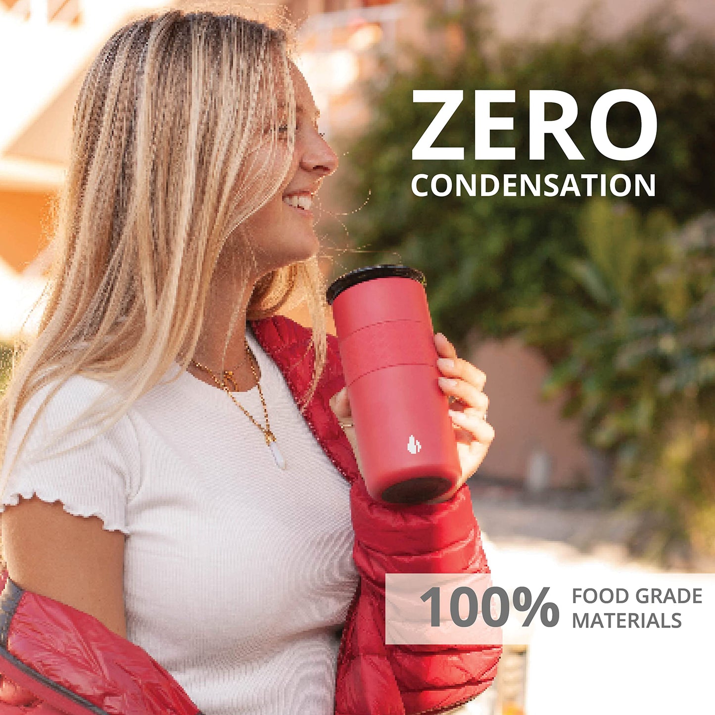 Elemental Artisan Insulated Tumbler, Triple Wall Coffee Travel Mug, Reusable Stainless Steel Coffee Tumbler with Ceramic Lid, Thermal Coffee Cups for Hot (6 Hrs) & Cold (18 Hrs), 16oz - Red