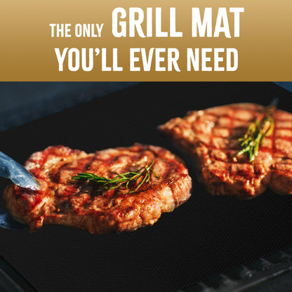 Kona BBQ Grill Mats & Coil Grill Brush - Heavy Duty Non-Stick, BBQ Grill Mats (Set of 2) & Safe/Clean Bristle-Free BBQ Grill Brush - Perfect for Outdoor Grilling & Cleaning