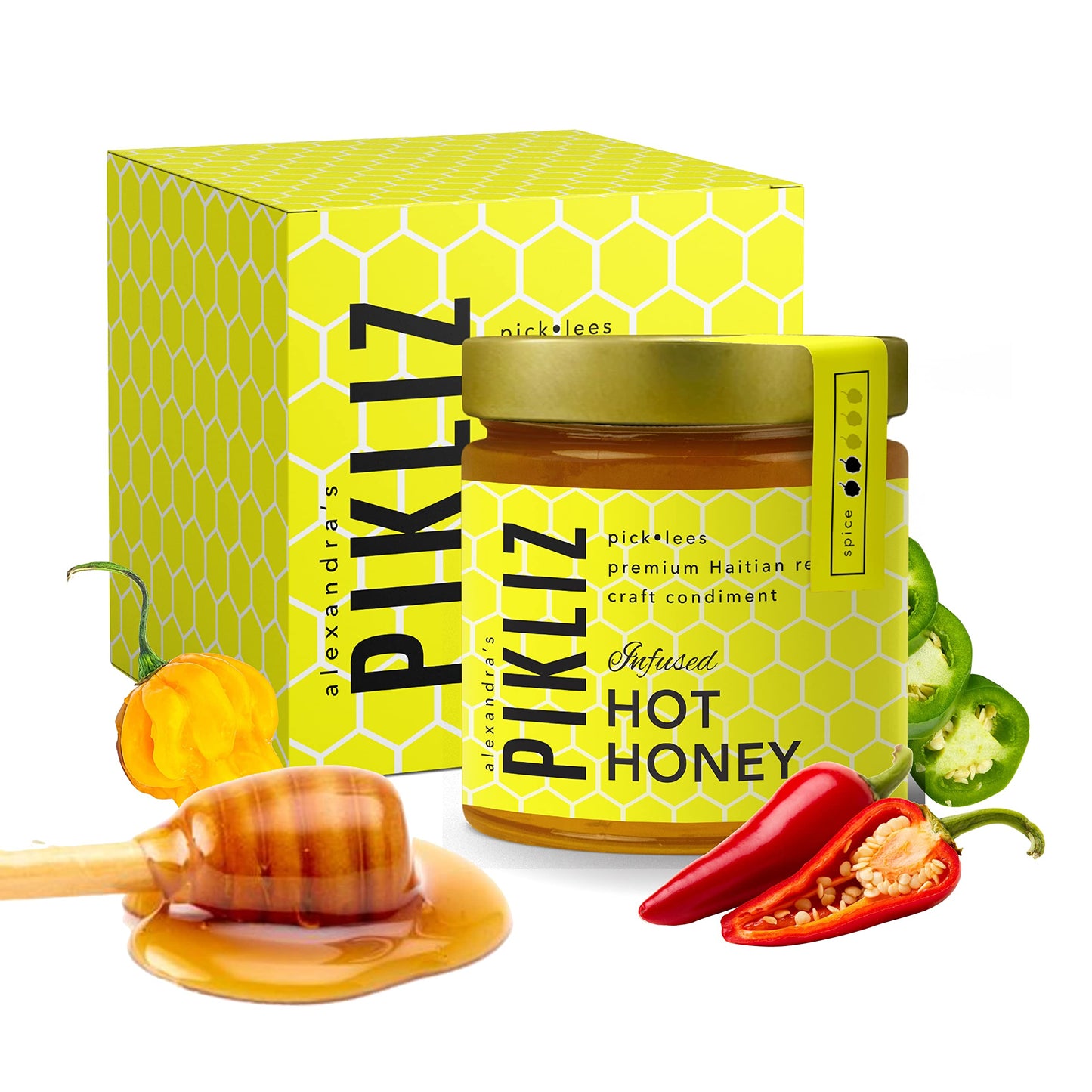 Alexandra's Pikliz: Infused Hot Honey - Haitian-Inspired Caribbean Flavor - Sweet Heat Superfood Sauce, Low Carb & Low Calorie 9oz (Pack of 1)