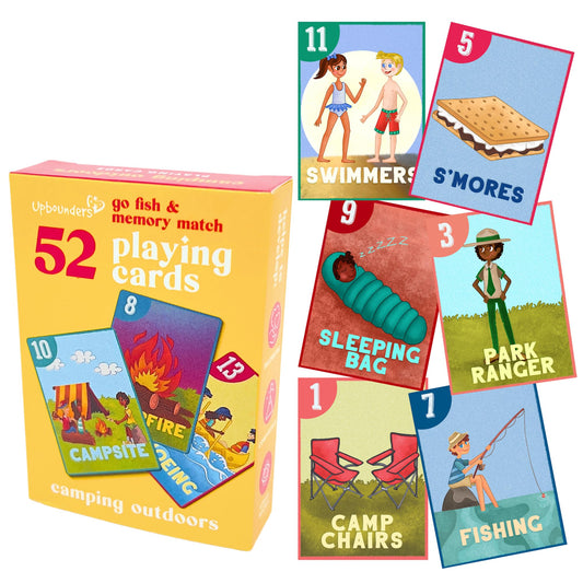 Upbounders by Little Likes Kids - Camping Outdoors Go Fish! Card Game - Classic Family Game for Kids Toddlers Preschool - Diverse, Multicultural Matching Pairs Game