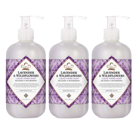 Nubian Heritage Hand Wash To Cleanse & Nourish Lavender & Wildflowers Nourishing Hand Soap 12.3 oz 3 Count