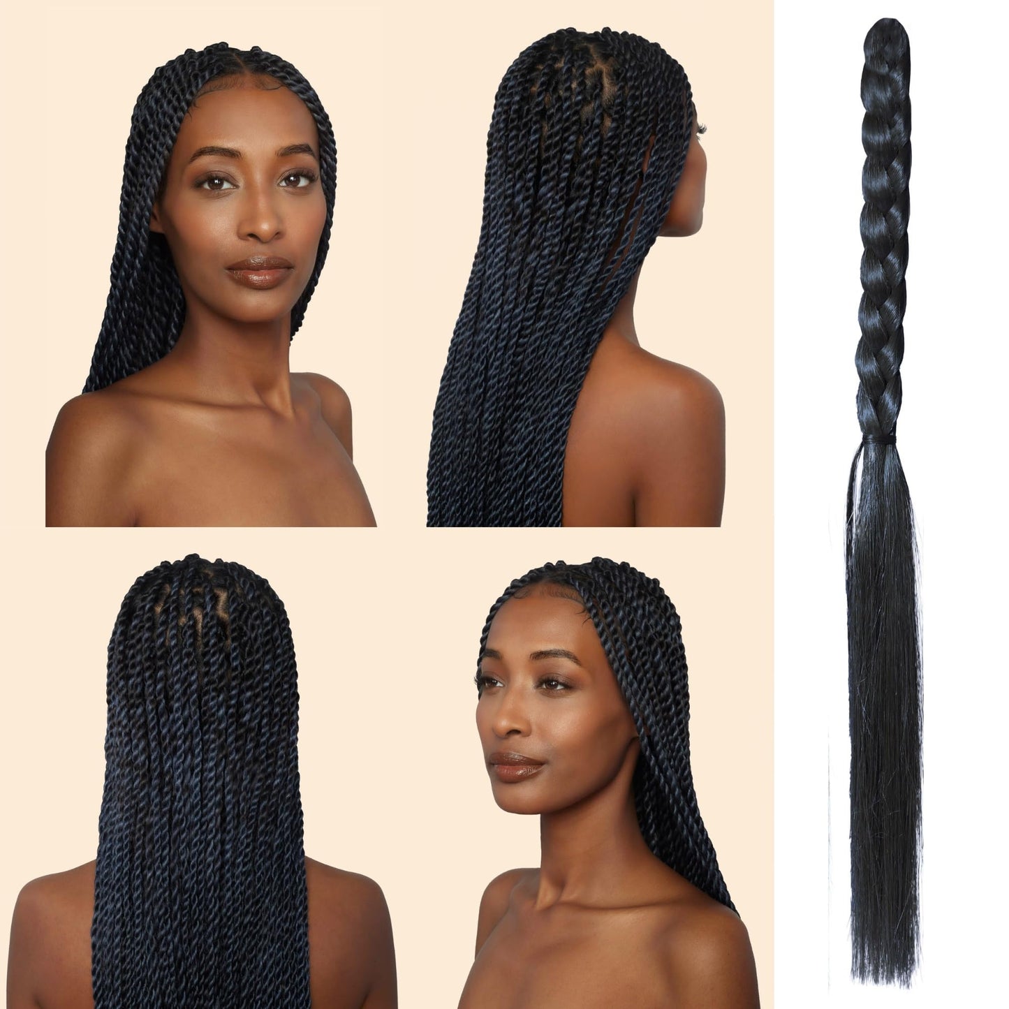 Rebundle plant-based braiding hair - Non-toxic, Eco-Friendly, and Hypoallergenic | Natural-Looking | Lightweight | Biodegradable | Best for: Box Braids, Knotless, Twists, Cornrows (Ocean, 22")