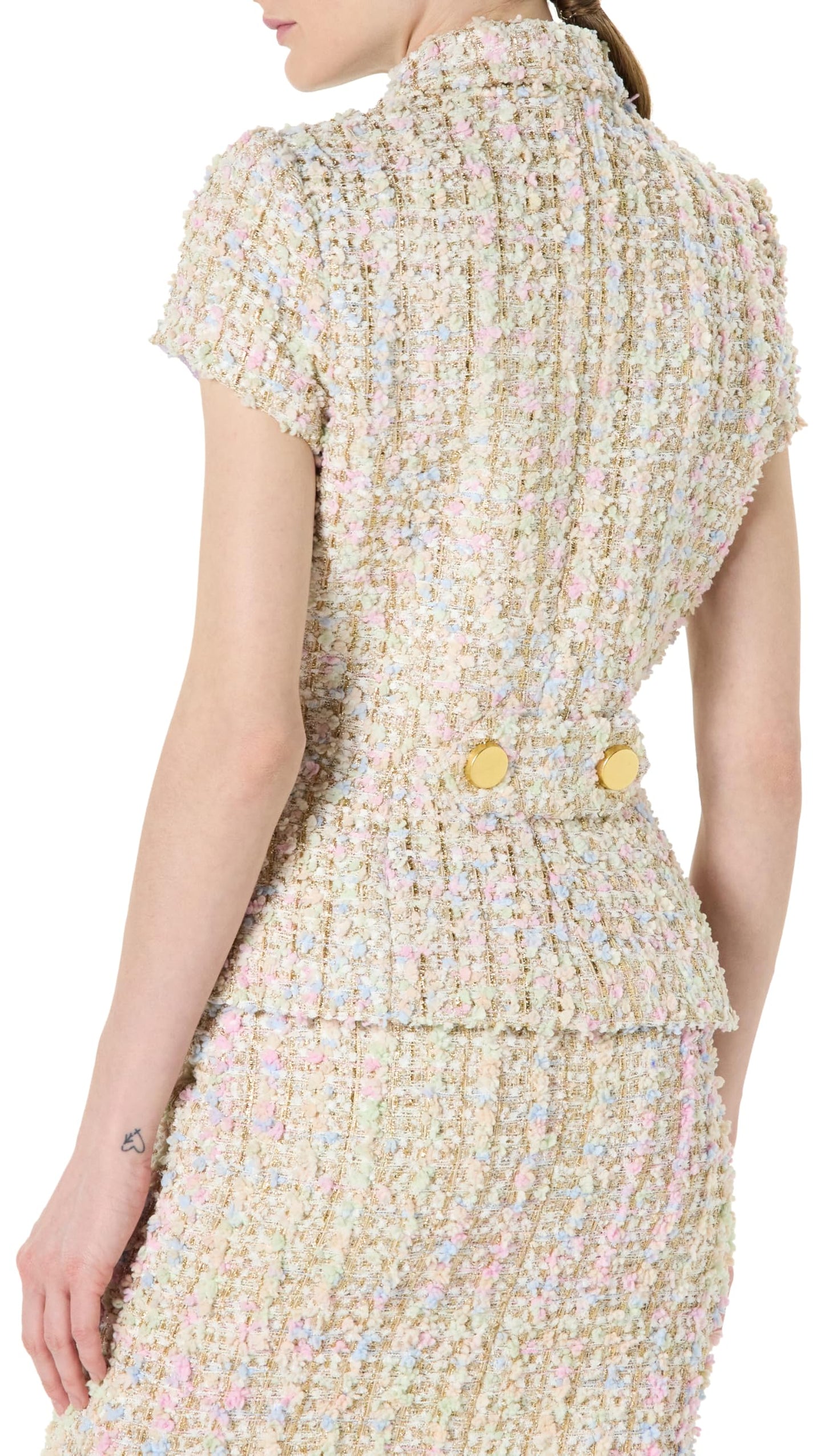 Sergio Hudson, Short Sleeve Tweed Jacket, 2, Multicolor Pastel